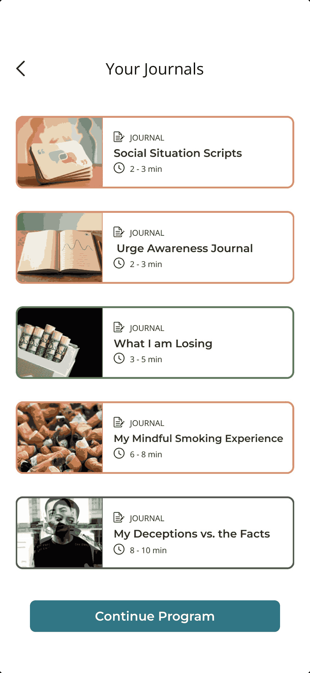 QuitSure Day 3: daily journal challenging the excuses